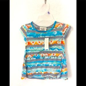 NEW!! Bobbie Brooks XS Kids Girls Multicolor Stripes Tie Dye Gray Blue T-Shirt